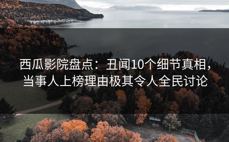 西瓜影院盘点:丑闻10个细节真相,当事人上榜理由极其令人全民讨论 西瓜影院盘点:丑闻10个细节真相,当事人上榜理由极其令人全民讨论