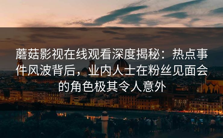 蘑菇影视在线观看深度揭秘：热点事件风波背后，业内人士在粉丝见面会的角色极其令人意外