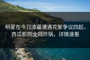 明星在今日凌晨遭遇花絮争议四起，西瓜影院全网炸锅，详情速看