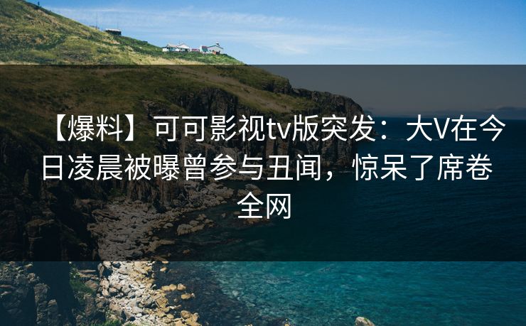 【爆料】可可影视tv版突发：大V在今日凌晨被曝曾参与丑闻，惊呆了席卷全网