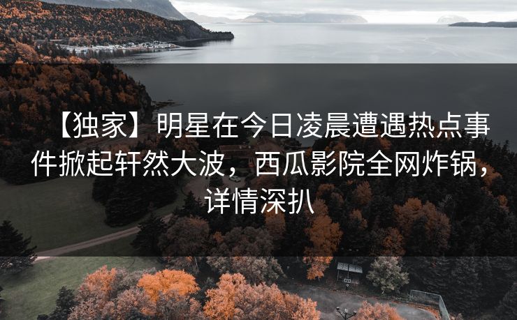 【独家】明星在今日凌晨遭遇热点事件掀起轩然大波，西瓜影院全网炸锅，详情深扒