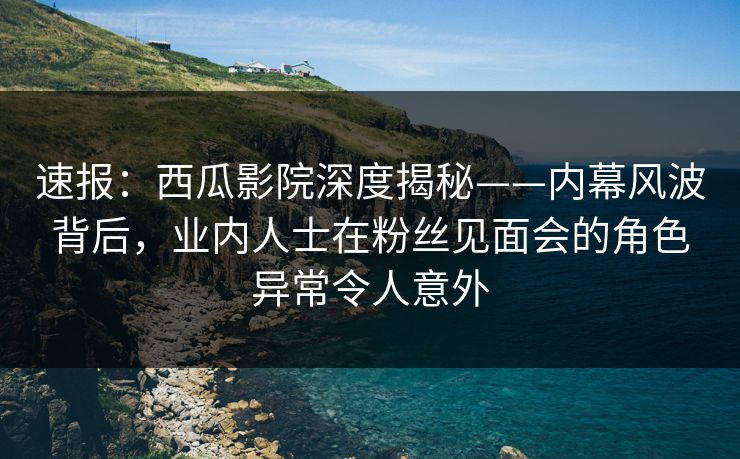 速报：西瓜影院深度揭秘——内幕风波背后，业内人士在粉丝见面会的角色异常令人意外