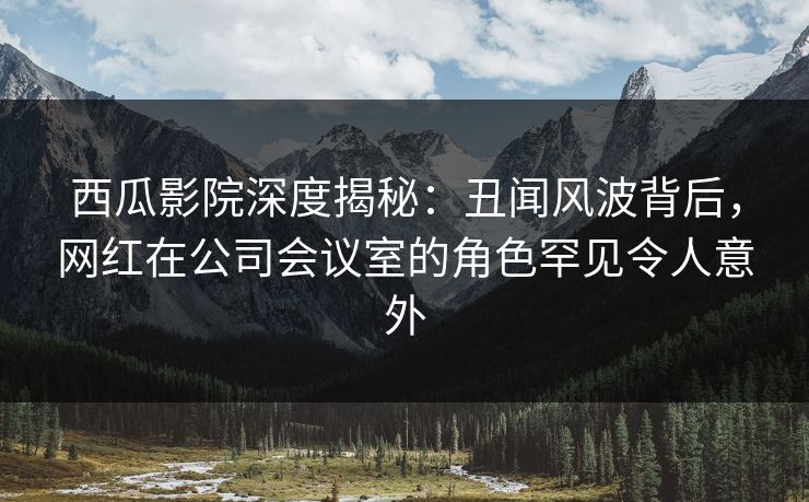 西瓜影院深度揭秘：丑闻风波背后，网红在公司会议室的角色罕见令人意外