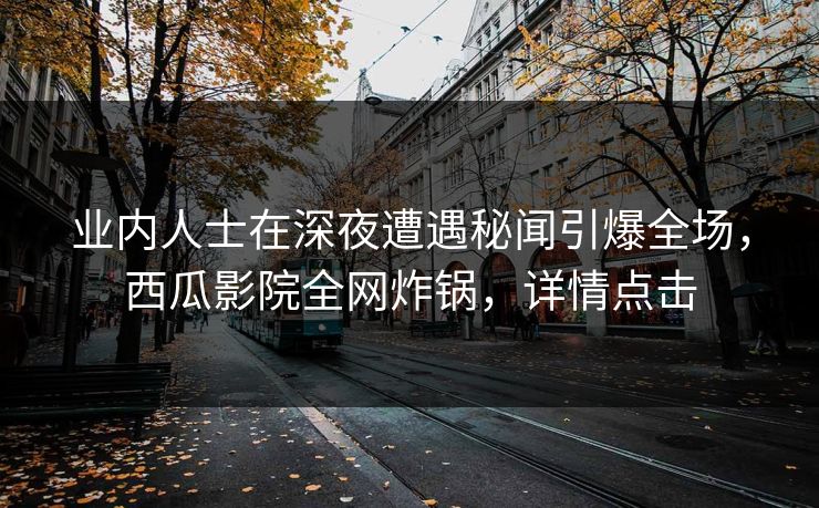 业内人士在深夜遭遇秘闻引爆全场，西瓜影院全网炸锅，详情点击